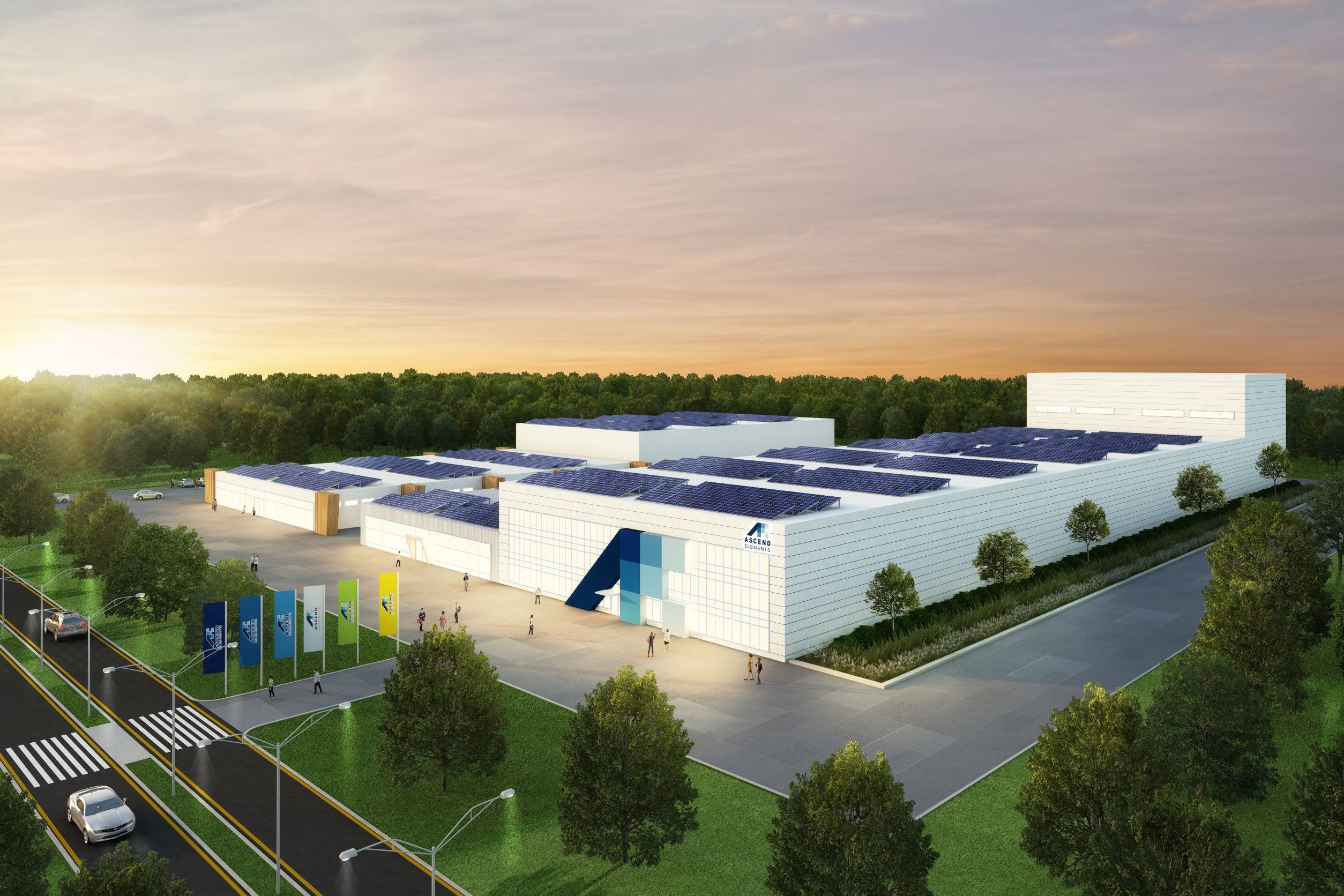 Artist's rendering of Ascend Elements' new Apex 1 facility to be located in Hopkinsville, Kentucky