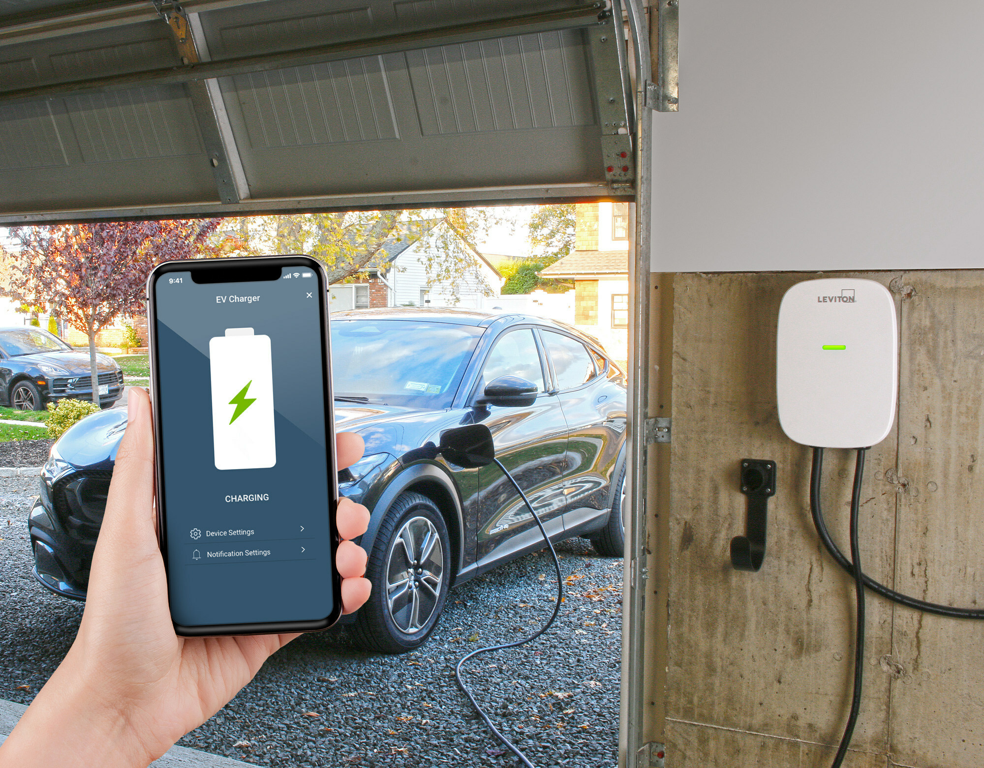 Using the My Leviton App, users can remotely view the status of the charging station and when it is ready to charge, in an active charging session or when a session has ended