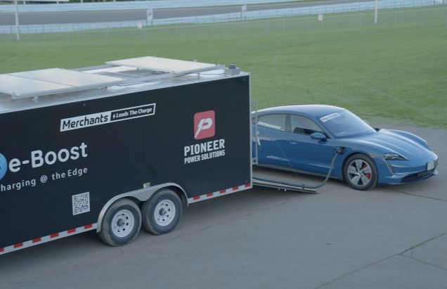 An e-Boost charging a car at Watkins Glen International race track in New York
