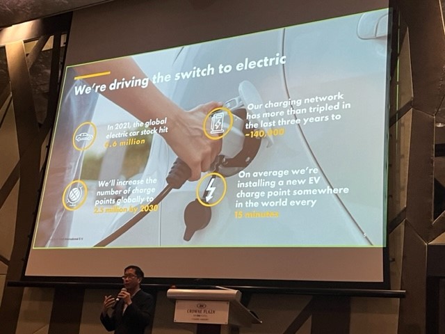 Shell's Min Yih Tan speaking at today's Asia Pacific EV Charging Infrastructure 2023 conference in Singapore