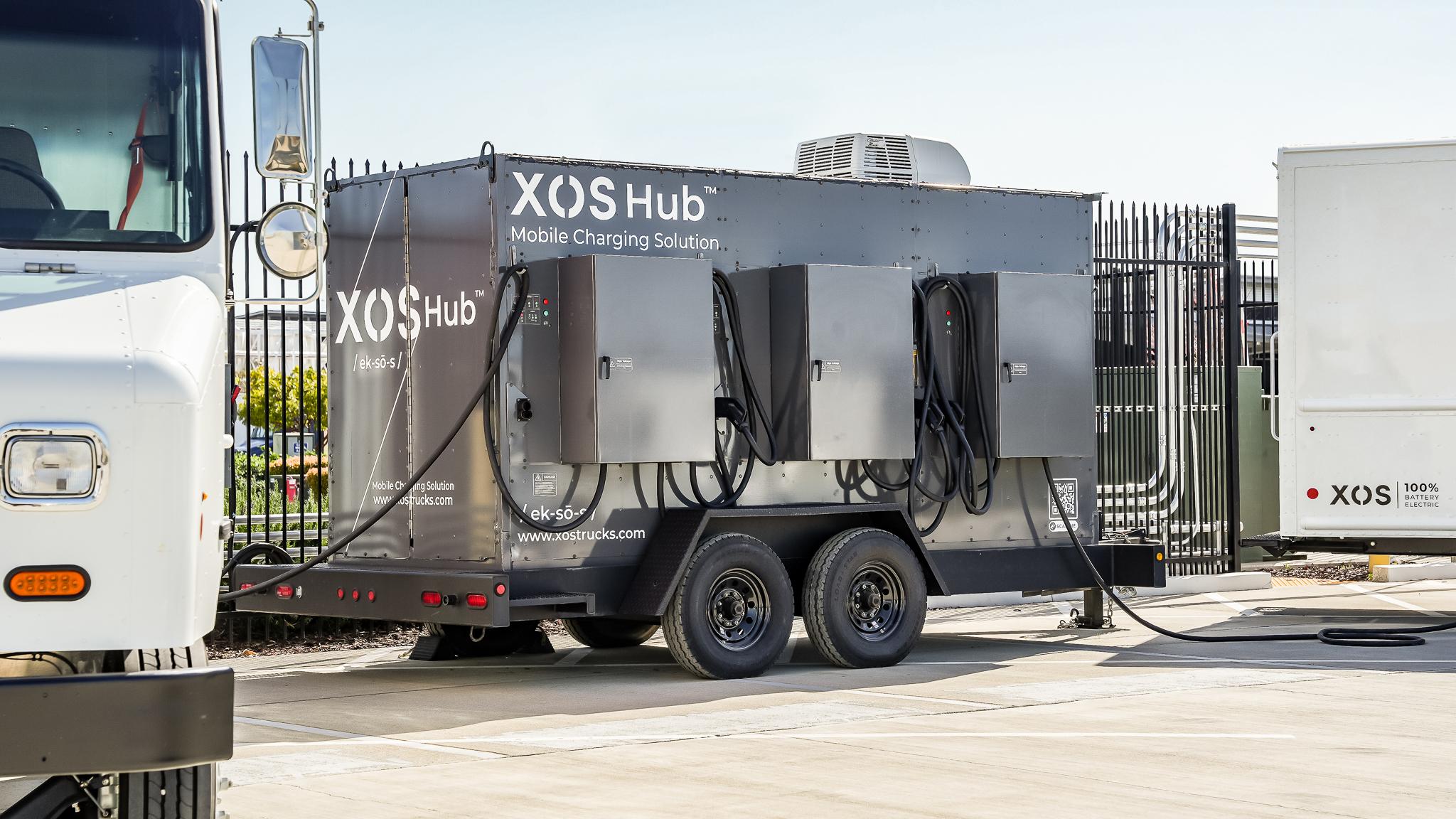 The next generation Xos Hub features an energy capacity of 390 kWh and an increase in charger output by 60%, enabling faster charge times for EVs