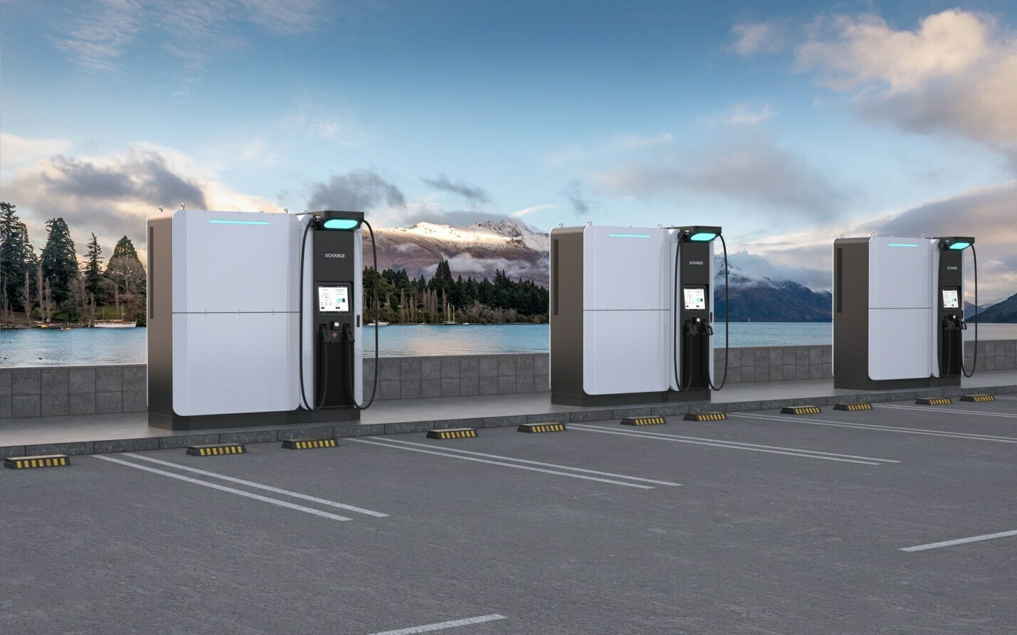 The NZS EV charging solution from XCharge provides more power with less grid input. Photo: XCharge