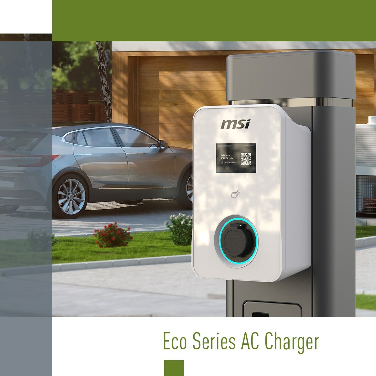 Taiwan-headquartered MSI is unveiling the Eco Life and Eco Premium next-generation EV chargers, featuring a vibrant and customisable design, coupled with a power output of up to 22 kW (three-phase power). Photo: MSI
