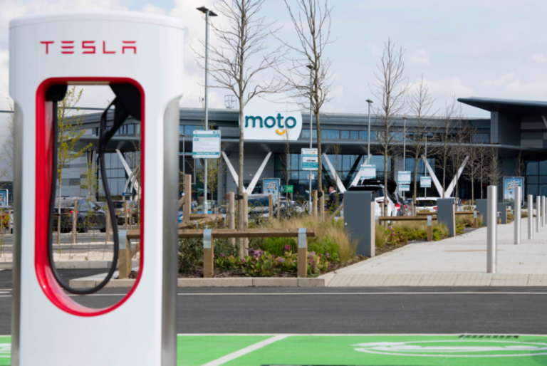 The Moto-run services at Exeter on the M5 has the most high-powered chargers of all UK motorway services with 24 devices. Image: Moto