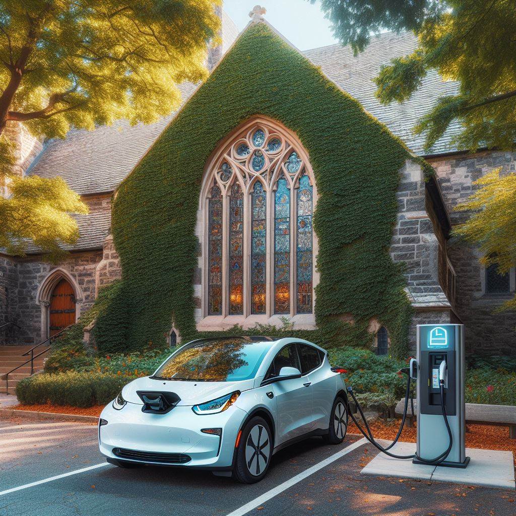 Religious facilities, including churches, often have a great deal of parking space that is only used one or two days per week. AI image: Microsoft Bing