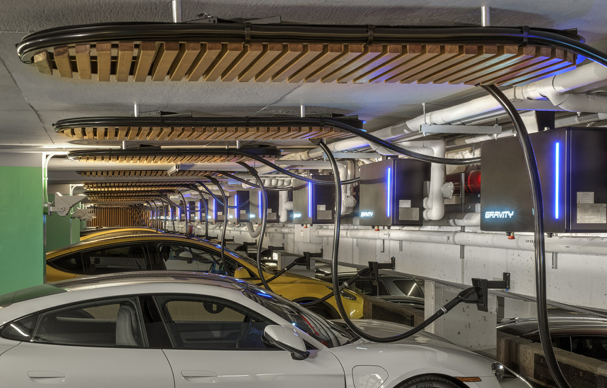 Gravity says its chargers are 90-times faster than comparably-sized Level 2 chargers deployed in most garages. Image: Gravity