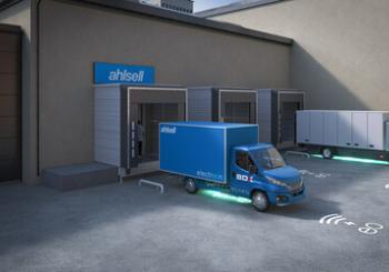 The project's illustration of Electreon's wireless charging system at BDX Företagen’s loading dock. Image: Electreon