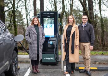 From left: Caroline Leigh, property director at Westmorland; Anne Buckingham, managing director SIS, part of SWARCO Smart Charging; and Matt Barney, business development manager, GeoPura