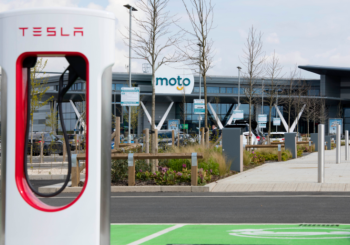 The Moto-run services at Exeter on the M5 has the most high-powered chargers of all UK motorway services with 24 devices. Image: Moto