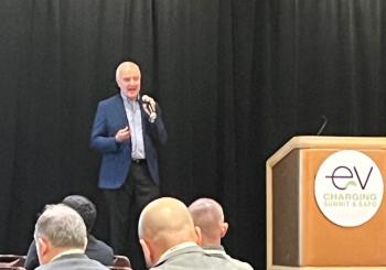 Carl Lisek speaking at the EV Charging Summit and Expo in Las Vegas