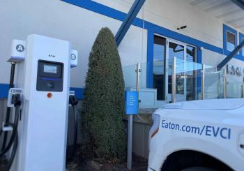 Eaton’s Green Motion DC fast chargers are pictured at the Eaton Experience Centre in Pittsburgh, where the company provides hands-on industry training and demonstration environments, allowing industry professionals and students alike to experience its  power management solutions. Photo: Eaton